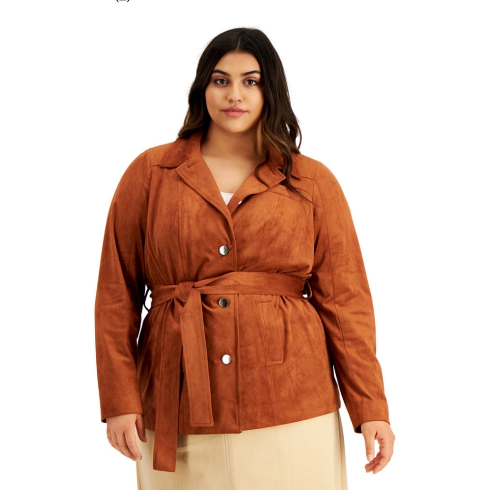 NEW Alfani Faux-Suede Jacket- Peanut Brittle